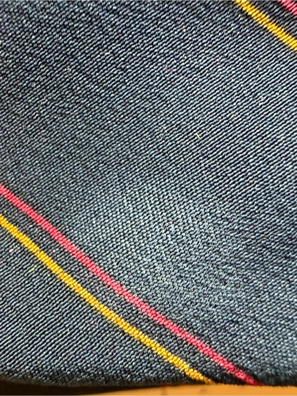 Vintage Gucci Navy Tie with Red and Gold Diagonal Stripes